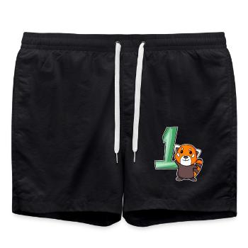1 year old - School enrollment - Little panda motif - Swim Trunks - black - Front - AI Model Male 185 light (185cm)