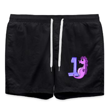 1 Year Old - School Enrollment - Seahorse Motif - Swim Trunks - black - Front - AI Model Male 185 light (185cm)