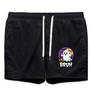 Halloween Ghost Ghost Scald Full Moon Cute - Swim Trunks - black - Front - AI Model Male 185 light (185cm)