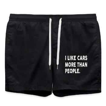 I like cars more than people Funny Car lover - Badeshorts - Schwarz - Vorne - AI Model Male 185 light (185cm)