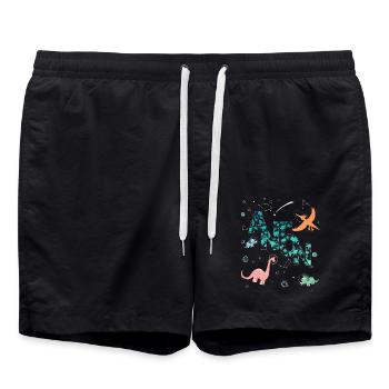 ANTON - Beau prénom de garçon avec dinosaure - Short de bain - noir - Devant - AI Model Male 185 light (185cm)