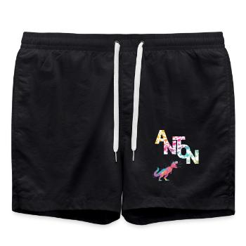ANTON - Beau prénom de garçon avec dinosaure - Short de bain - noir - Devant - AI Model Male 185 light (185cm)