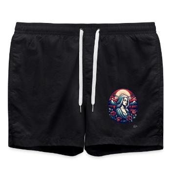 Mutter Natur: Die Schönheit treuer Frauen und Rose - Badeshorts - Schwarz - Vorne - AI Model Male 185 light (185cm)