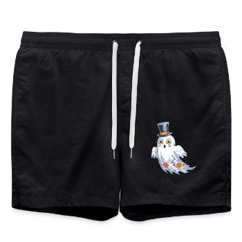 Fantôme d'Halloween avec chapeau haut de forme et motif floral - Short de bain - noir - Devant - AI Model Male 185 light (185cm)