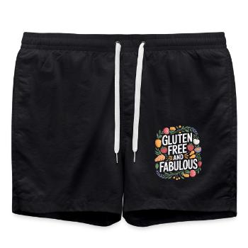 Sans gluten et fabuleux – vivre sans gluten - Short de bain - noir - Devant - AI Model Male 185 light (185cm)