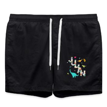JULIAN - Schöner Jungen Name mit Dinosaurier - Badeshorts - Schwarz - Vorne - AI Model Male 185 light (185cm)