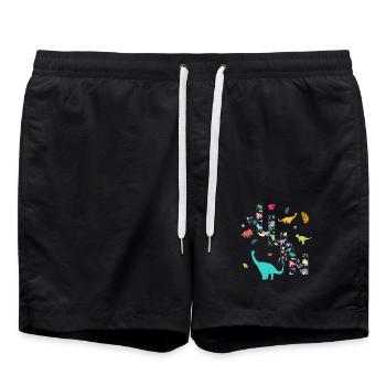 JULIAN - Schöner Jungen Name mit Dinosaurier - Badeshorts - Schwarz - Vorne - AI Model Male 185 light (185cm)
