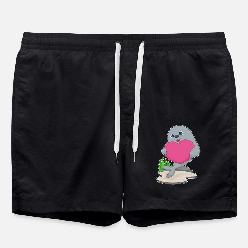 Seal Heart - Swim Trunks - black