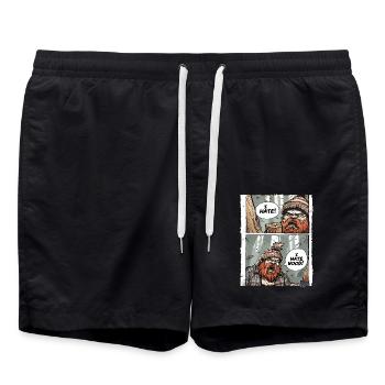 Annoyed angry lumberjack – I hate wood - Swim Trunks - black - Front - AI Model Male 185 light (185cm)