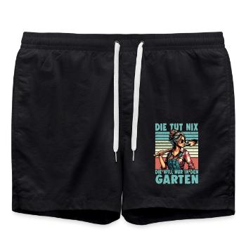 Garten Geschenk Gärtnerin Geburtstag Geschenk - Badeshorts - Schwarz - Vorne - AI Model Male 185 light (185cm)