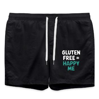 Gluten Free Equals Happy Me - Swim Trunks - black - Front - AI Model Male 185 light (185cm)
