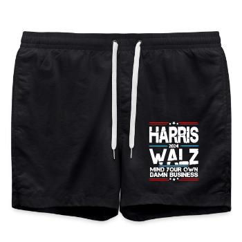 Tim Walz, Vice President Kamala Harris 2024 - Swim Trunks - black - Front - AI Model Male 185 light (185cm)