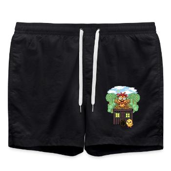 Chickens Chicken Construction Trailer Garden Chicken Coop - Swim Trunks - black - Front - AI Model Male 185 light (185cm)