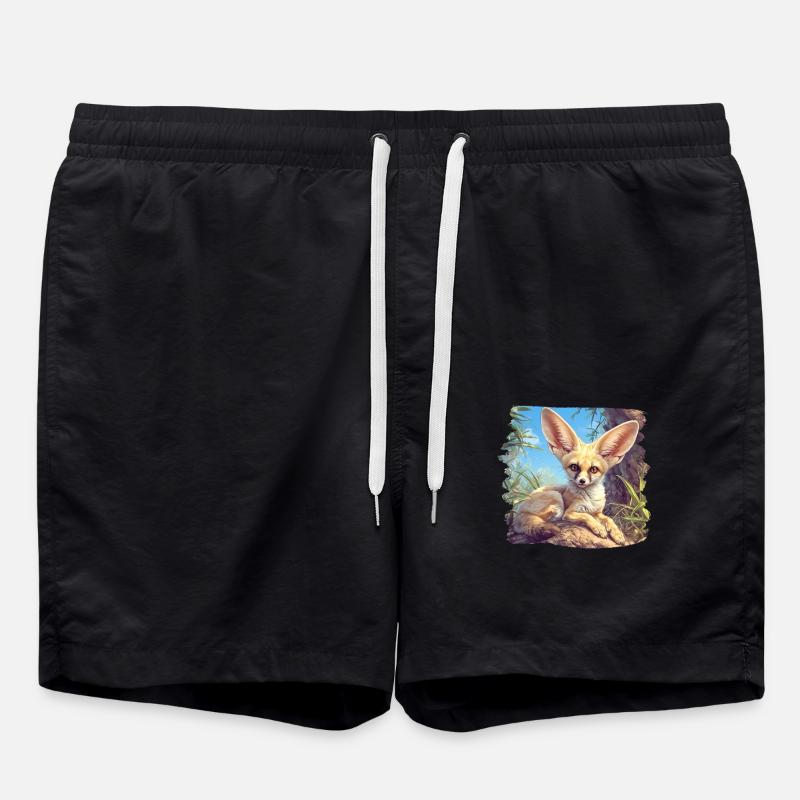 Fennec Fox Fenneks Fennek - Swim Trunks - black