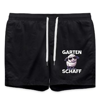 Garten Schäff | Chef Gärtner | Hobbygärtner - Badeshorts - Schwarz - Vorne - AI Model Male 185 light (185cm)