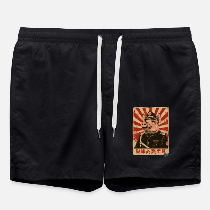 Propaganda Style Pig - Swim Trunks - black