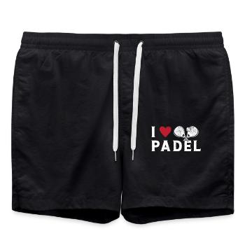 I Love Padel Valentinstag für den Padel-Spieler - Badeshorts - Schwarz - Vorne - AI Model Male 185 light (185cm)