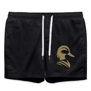 Minimalistische Ente Silhouette Porträt - Badeshorts - Schwarz - Vorne - AI Model Male 185 light (185cm)