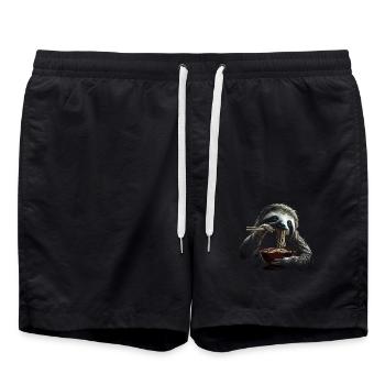 Lustiges Faultier Kunst Tier Sloth Ramen Nudel - Badeshorts - Schwarz - Vorne - AI Model Male 185 light (185cm)