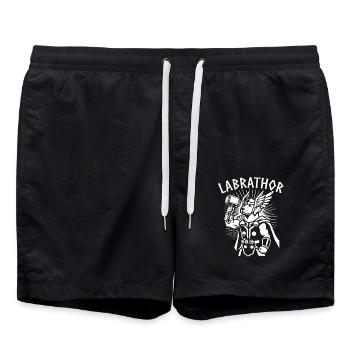 Labrador drôle vikings odin thor valhalla jeu de mots - Short de bain - noir - Devant - AI Model Male 185 light (185cm)