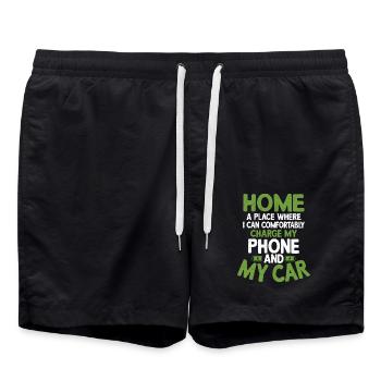 Home I Can Charge My Phone And My Car EV Driver - Badeshorts - Schwarz - Vorne - AI Model Male 185 light (185cm)