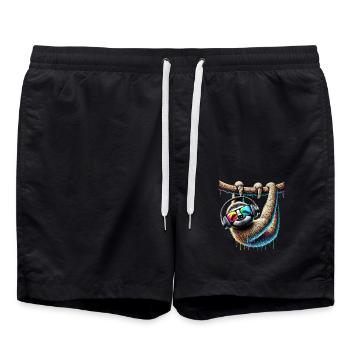 Funny Sloth Art Animal Sloth Wildlife Animals - Swim Trunks - black - Front - AI Model Male 185 light (185cm)