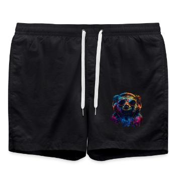 Lustiges Faultier Kunst Tier Sloth Wildtier Tiere - Badeshorts - Schwarz - Vorne - AI Model Male 185 light (185cm)