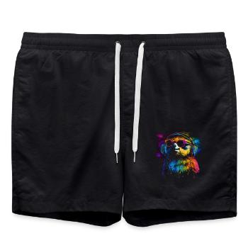 Lustiges Faultier Kunst Tier Sloth Wildtier Tiere - Badeshorts - Schwarz - Vorne - AI Model Male 185 light (185cm)