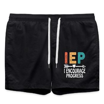 IEP I Encourage Progress Special Education Teacher - Swim Trunks - black - Front - AI Model Male 185 light (185cm)