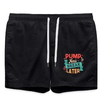 Fitness Motivation Bodybuilder Pump Now Break Late - Swim Trunks - black - Front - AI Model Male 185 light (185cm)