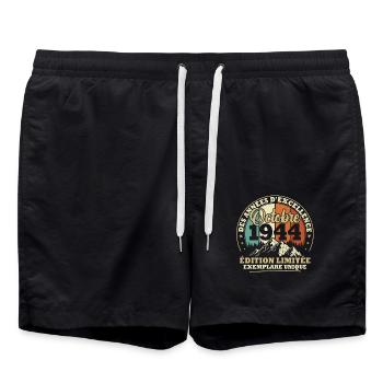 Vintage October 1944 Vintage Anniversary Gift - Swim Trunks - black - Front - AI Model Male 185 light (185cm)