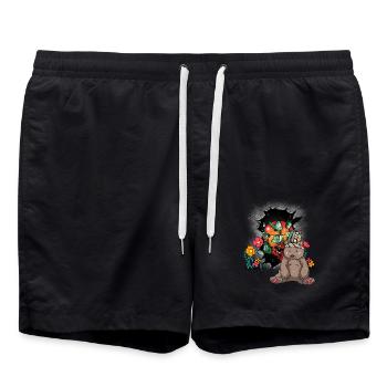 Bär Natur Naturliebhaber Schamane Bären Kinder - Badeshorts - Schwarz - Vorne - AI Model Male 185 light (185cm)