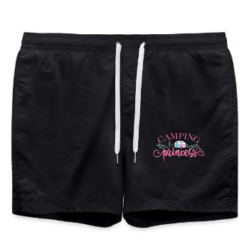Camping Prinzessin Rosa Camper Abenteuer Camping - Badeshorts - Schwarz - Vorne - AI Model Male 185 light (185cm)
