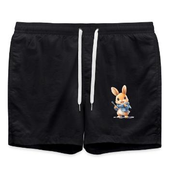 Lapin avec brosse à dents - Short de bain - noir - Devant - AI Model Male 185 light (185cm)