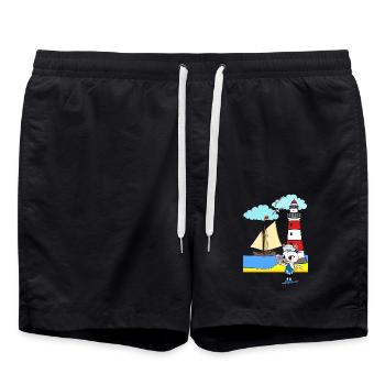 Cat Holidays North Sea Baltic Sea Holiday Children Child - Swim Trunks - black - Front - AI Model Male 185 light (185cm)