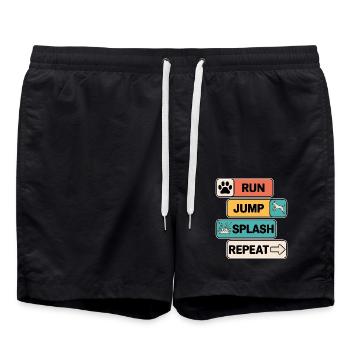 Dock Diving Spruch Dog Diving Dock Diving Geschenk - Badeshorts - Schwarz - Vorne - AI Model Male 185 light (185cm)