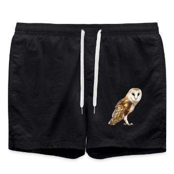 Barn Owl Schleiereulen Schleiereule - Swim Trunks - black - Front - AI Model Male 185 light (185cm)