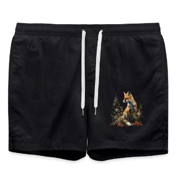 Lustiges Fuchs Fox Kunst Tier Natur Wildtier Tiere - Badeshorts - Schwarz - Vorne - AI Model Male 185 light (185cm)