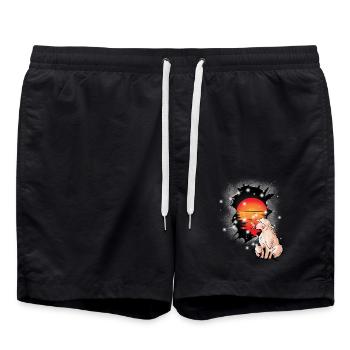 Schaf Schafe Sonnenuntergang Lamm Lämmer Kind - Badeshorts - Schwarz - Vorne - AI Model Male 185 light (185cm)