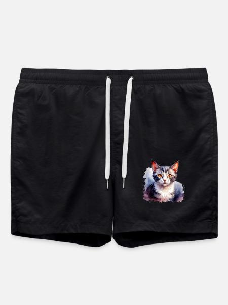 Schönes Katzendesign - Badeshorts - Schwarz
