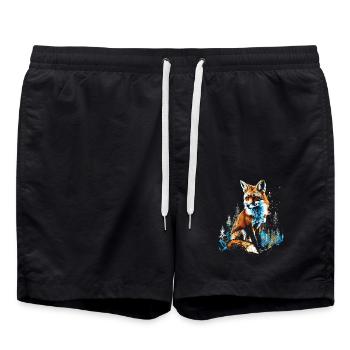 Funny Fox Fox Art Animal Nature Wildlife Animals - Swim Trunks - black - Front - AI Model Male 185 light (185cm)