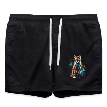 Lustiges Fuchs Fox Kunst Tier Natur Wildtier Tiere - Badeshorts - Schwarz - Vorne - AI Model Male 185 light (185cm)