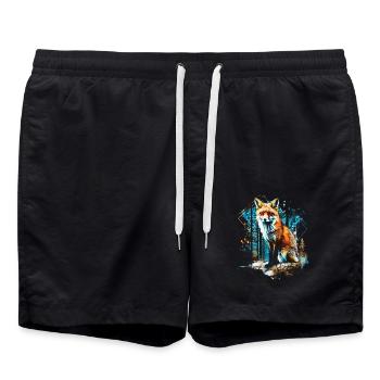Funny Fox Fox Art Animal Nature Wildlife Animals - Swim Trunks - black - Front - AI Model Male 185 light (185cm)