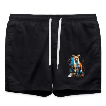 Drôle Renard Renard Art Animal Nature Animaux Animaux Sauvages - Short de bain - noir - Devant - AI Model Male 185 light (185cm)