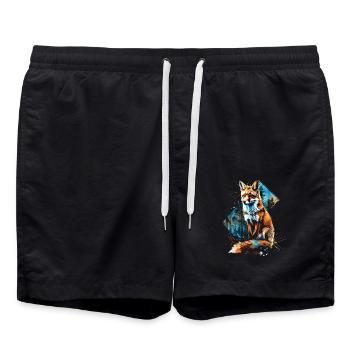 Funny Fox Fox Art Animal Nature Wildlife Animals - Swim Trunks - black - Front - AI Model Male 185 light (185cm)