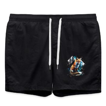 Lustiges Fuchs Fox Kunst Tier Natur Wildtier Tiere - Badeshorts - Schwarz - Vorne - AI Model Male 185 light (185cm)