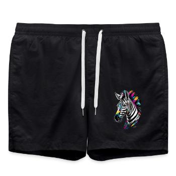 Mehrfarbiges Tribal Geometrisches Zebra - Badeshorts - Schwarz - Vorne - AI Model Male 185 light (185cm)