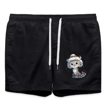 Snow Leopard Schneeleoparde Schneeleopard - Swim Trunks - black - Front - AI Model Male 185 light (185cm)