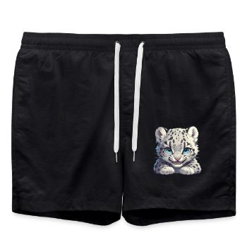 Snow Leopard Schneeleoparde Schneeleopard - Swim Trunks - black - Front - AI Model Male 185 light (185cm)