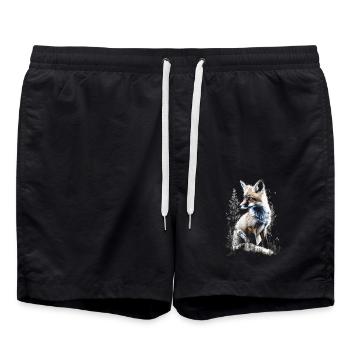 Drôle Renard Renard Art Animal Nature Animaux Animaux Sauvages - Short de bain - noir - Devant - AI Model Male 185 light (185cm)